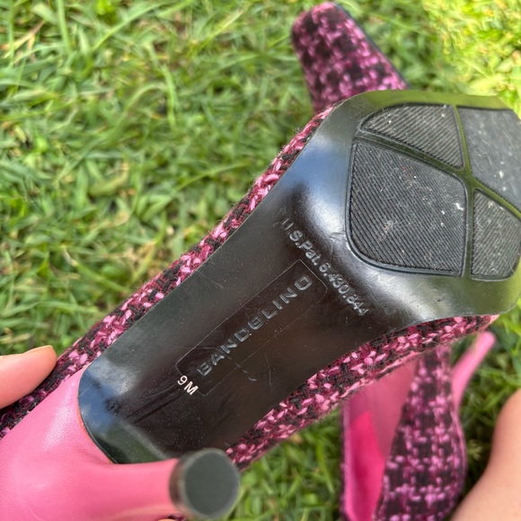 Y2K Bandolinos pink tweed square toe heels size 9 - Picture 5 of 6